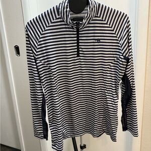 Striped Quarter-Zip Long Sleeve Top - Navy/White